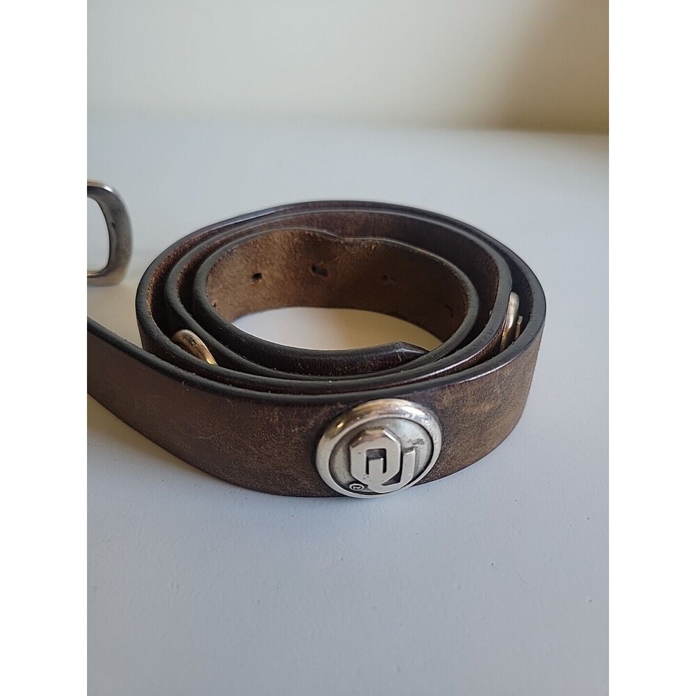 Brown Genuine Leather Belt With OU Oklahoma University Sooners Conchos 36